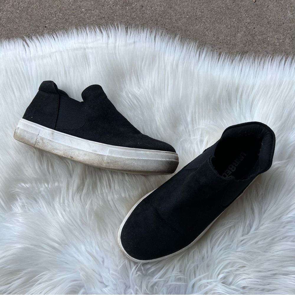 Unr8ed Black and White Platform Slip-On Sneakers